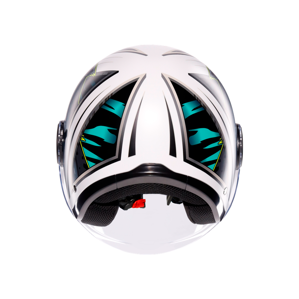 ETERES GHEPARD MATT WHITE/BLACK/GREEN - MOTORBIKE OPEN FACE HELMET E2206