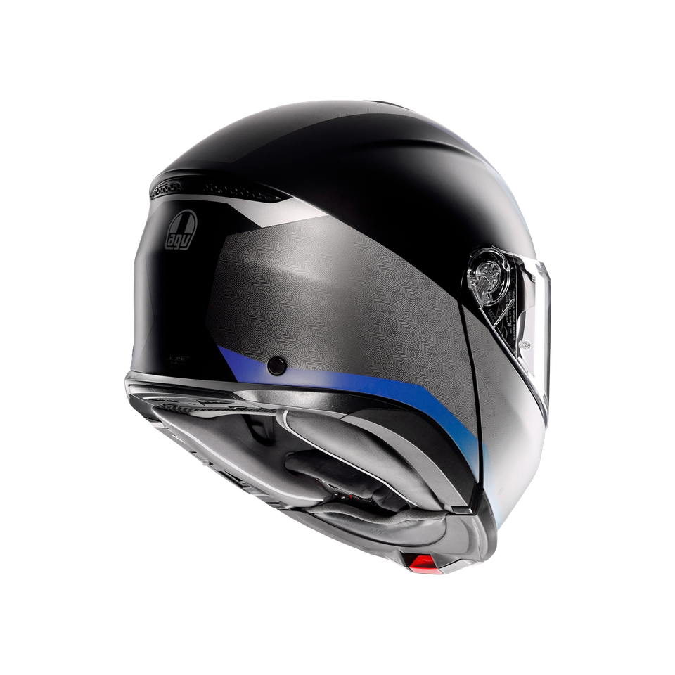 TOURMODULAR STRAY MATT BLACK/GREY/BLUE - MOTORBIKE FLIP UP HELMET E2206