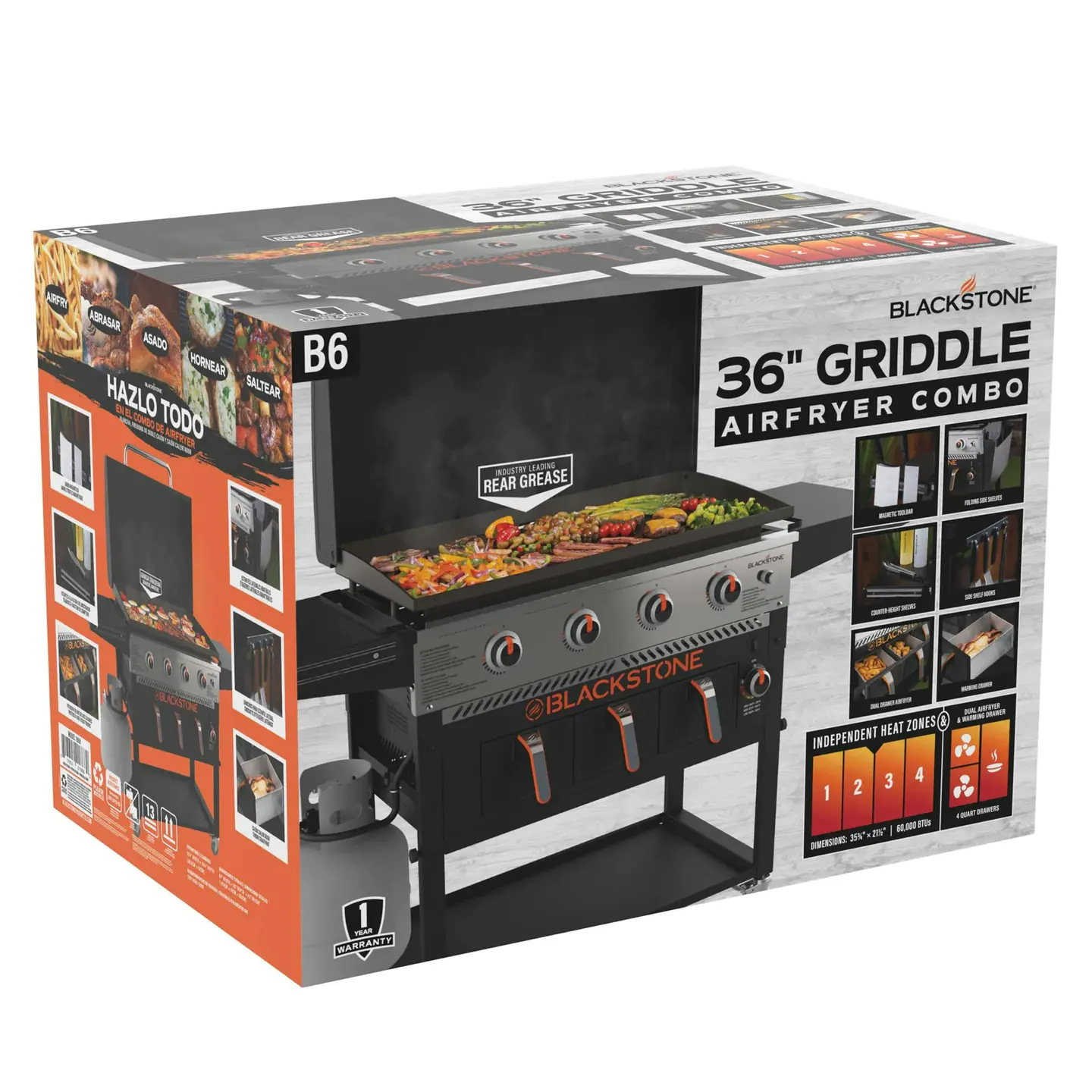 Blackstone 4-Burner 36" Propane Outdoor Griddle with Air Fryer and Hood