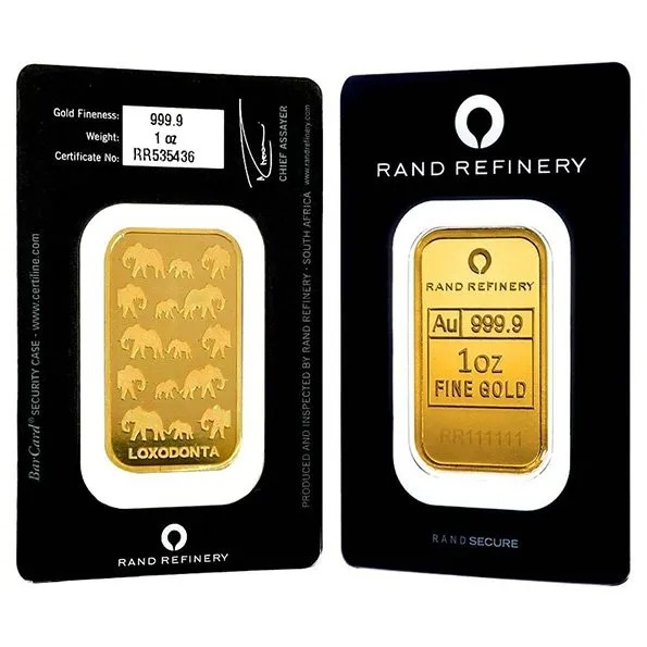 1 oz Gold Bar - Rand (Arrives in a sealed black assay card)Today 50% off