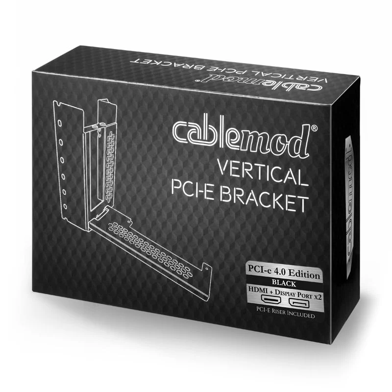CableMod Vertikale PCI-e-Halterung PCI-e 4.0 Edition. HDMI + DisplayPort – Schwarz