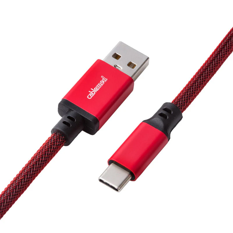CableMod Classic Spiral-Tastaturkabel USB A auf USB Typ C. Republic Red – 150 cm