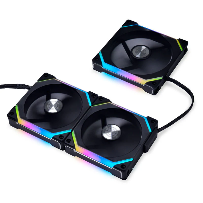 Lian Li UNI FAN SL V2 120 RGB-PWM-Lüfter. 3er-Pack. Schwarz – 120 mm. 28 mm Rahmen