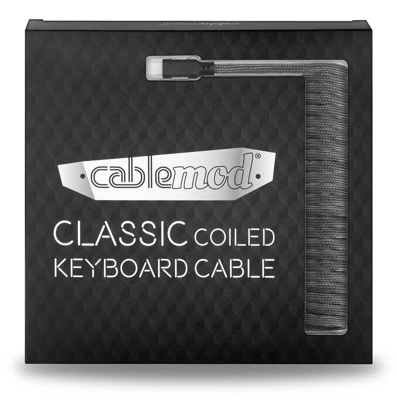 CableMod Classic Spiral-Tastaturkabel USB A auf USB Typ C. Karbongrau – 150 cm