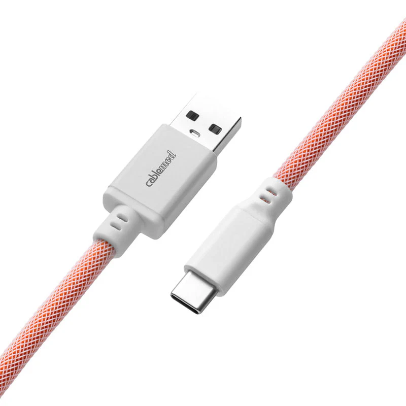 CableMod Pro Spiraltastaturkabel USB A auf USB Typ C. Orangesicle – 150 cm