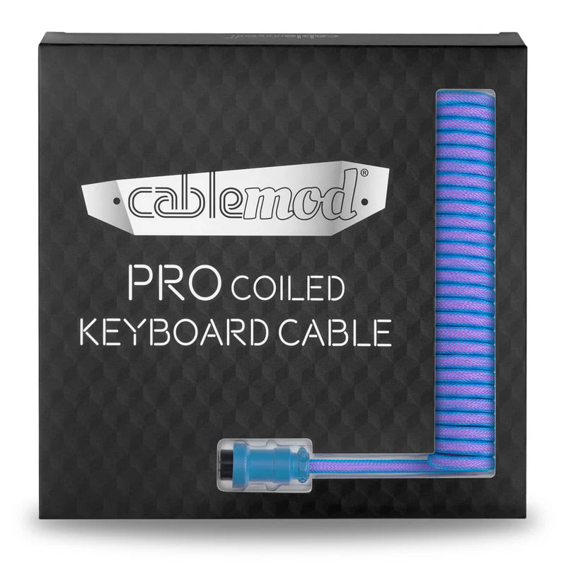 CableMod Pro Spiraltastaturkabel USB A auf USB Typ C. Galaxy Blue – 150 cm