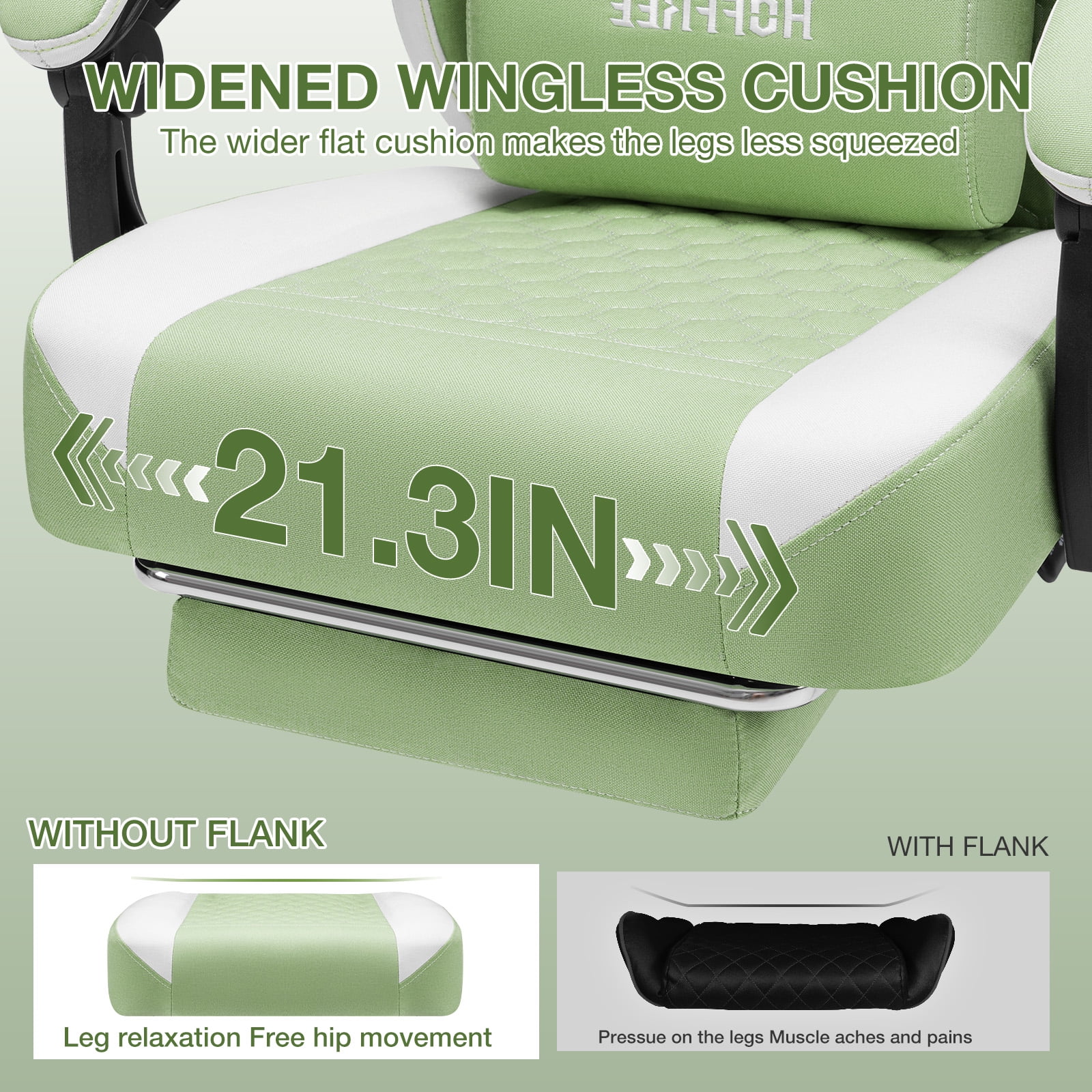 Hoffree Gaming Chair with Speakers Fabric Gamer Chair with footrest and massage Big and Tall Video Game Chair with Headrest and Lumbar Support for Adults